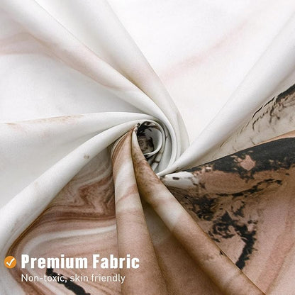MitoVilla Brown Marble Shower Curtain, Abstract Ombre Fabric Shower Curtains for Modern Bathroom Decor, Luxury Cloth Watercolor Shower Curtain, 72x72