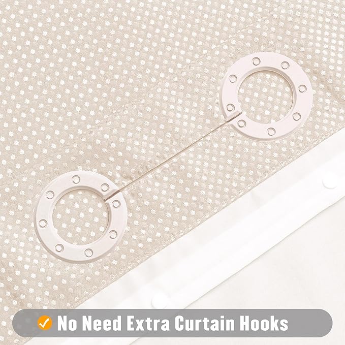 MitoVilla Pink Long Shower Curtain Liner Set 72 x 80, No Hooks Needed 80 inch Long Heavyweight Waffle Fabric Shower Curtain Set with Snap-in Liner for Hotel Grade Spa-Like Bathroom Decor, Blush Pink
