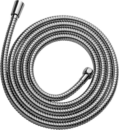 OFFO Shower Hose, 100 in Kink Free Stainless Steel Shower Hose Attachment Electroplating Handheld Shower Head Hose Flex Hoses Extension with Brass Insert & Nut for Pet Bathing Cleaning,Chrome