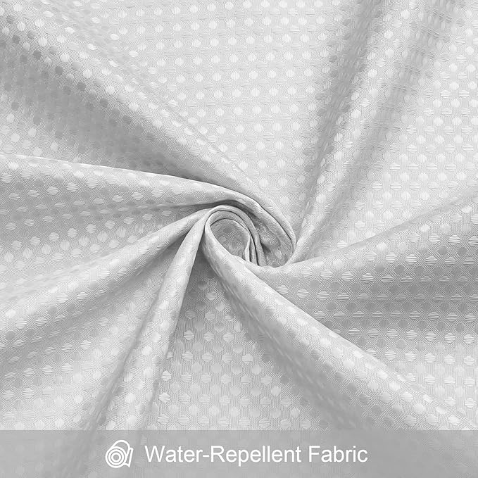 3 in 1 Long Light Grey Shower Curtain Set-72 W x 78 H, Modern Waffle and PEVA Liner Set with 12 Stainless Steel Hooks, Waterproof Fabric for Bathroom