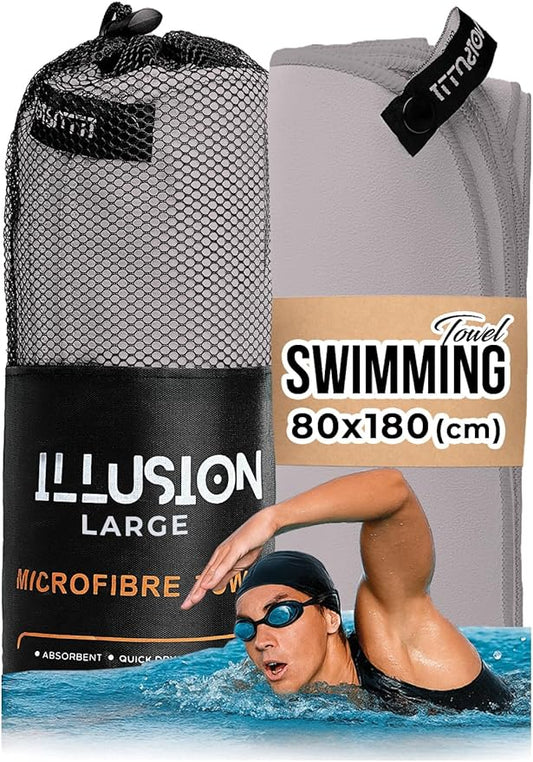 illusion Extra Large Microfibre Swimming Towel (71''L x 32''W)–Compact, Lightweight & Quick Dry Towel-Perfect for Travel, Gym, and Swim Towels Ideal for Post-Workout Showers & After Swimming