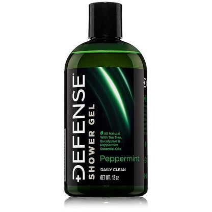 Defense Soap Peppermint Tea Tree Body Wash | All Natural Organic Shower Soap for Athletes | Odor Control & Skin Fungal Protection for Sports, Post Workout & Recovery - 12 oz