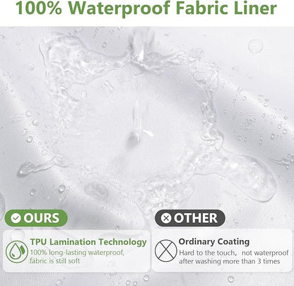 No Hook Waffle Weave Shower Curtain with Snap-in Fabric Liner,256GSM Heavy Duty Fabric Shower Curtain Set,Cream Waterproof Washable Luxury Shower Curtain for Bathroom Stall (72x75 Inch)