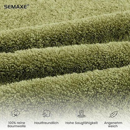 SEMAXE 12 Pack Hand Towels for Bathroom, 100% Cotton Towels with Hanging Loops, Soft and Highly Absorbent, Hand Towel Set for Gym, Shower, Hotel, Spa and Kitchen, Green