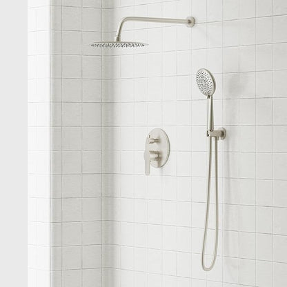Gabrylly Shower Faucet Set, Shower System with Pressure Balance Shower Valve, 12" Rain Shower Heads with Handheld Spray, Wall Mounted Shower Fixtures, High Pressure Shower Head Set, Brushed Nickel