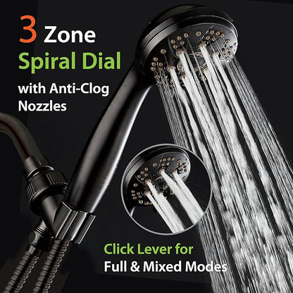 AquaDance For California High Pressure 6-Setting Oil Rubbed Bronze Face Handheld Shower with Hose for Ultimate Shower Experience! Officially Tested to Meet Strict US Quality & Performance Standards!