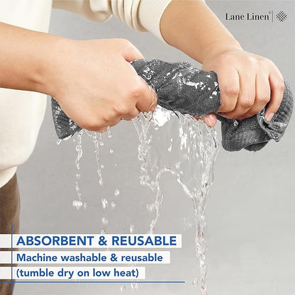 LANE LINEN 100% Ringspun Cotton Hand Towels for Bathroom Set of 6 (16"x28") - Holiday Hand Towel Set - Super Durable, Quick Dry, Soft & Highly Absorbent Hand Towels - Fade Resistant - Space Grey