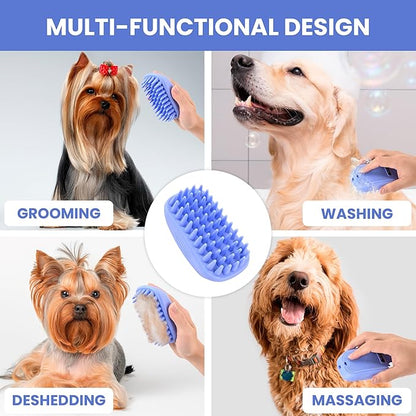 We Love Doodles Pet Rubber Bath Brush and Dog Shampoo (Bundle) - for Shower Scrubbing & Soothing Massage and Organic Dog Shampoo, Conditioner & Detangler - Made in The USA