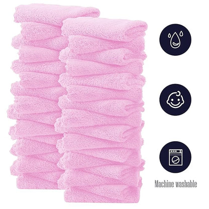 32 Pack Baby Washcloths - 10x10 Inch, Microfiber baby towel - Absorbent and Soft baby Wash Clothes for Newborns, Infants and Toddlers - Quick Dry baby boys and girls face towel - Frozen Berry