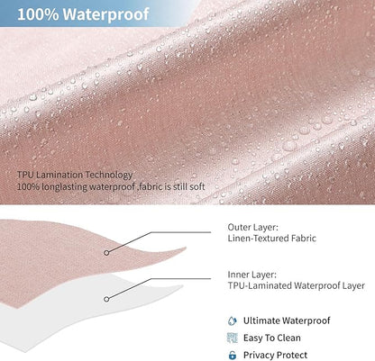 2-in-1 Waterproof Long Fabric Shower Curtain or Liner,Linen Textured,78 Inch Breathable TPU & Washable Bathroom Shower Curtain Set with 12 Plastic Hooks,Modern,72"x78" Blush