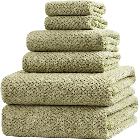 Extra Large Bath Towels Set for Bathroom 30x60 Inches Super Soft Light Weight Quick Dry Microfiber Shower Towels (Sage Green,6 Piece)