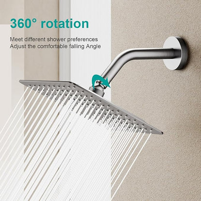 Square Rain Shower Head, High Flow Stainless Steel,Work with any decorative style，All Metal Rainfall Shower Head (Brushed Nickel, 8)