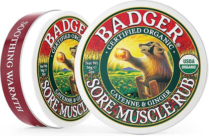 BADGER Organic Sore Muscle Rub Tin, 2 OZ