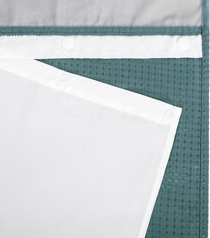River Dream Heavyweight No Hooks Required Dotted Waffle Weave Shower Curtain with Snap in Liner - 71W x 74H,Hotel Grade,Spa Like Bath Curtain,Teal