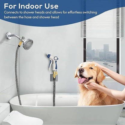 Indoor Hose Attachment with Handheld Sprayer for Dog Washing, Plant Watering, and Cleaning (75 FT) Long Hose with Universal Shower Head Adapter and Dog Shower Attachment