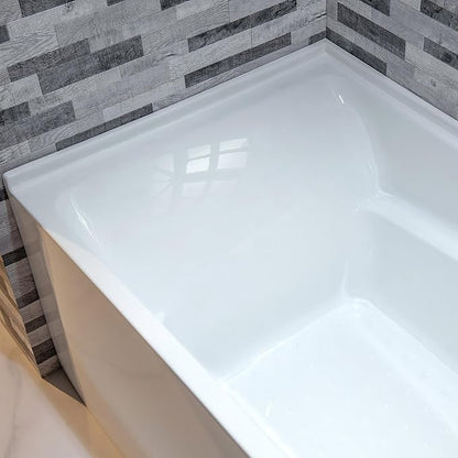 WOODBRIDGE 54" Acrylic Rectangular Alcove Soaking Bathtub in White with Right Drain, Brushed Nickel Pop-Up Drain Included BA5430R