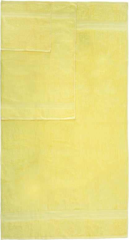 Ample Decor Bathroom Towel Set of 18-4 Hand Towel, 4 Bath Towel, 10 Wash Cloths - Oeko Tex Certified 600 GSM 100% Cotton - High Absorbency Quick Drying, Ideal for Gifting - Yellow