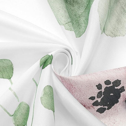 Gibelle Extra Long Shower Curtain 72 x 84, Watercolor Floral Fabric Shower Curtain, Sage Green Beige Flower Decorative Bathroom Shower Curtain Set