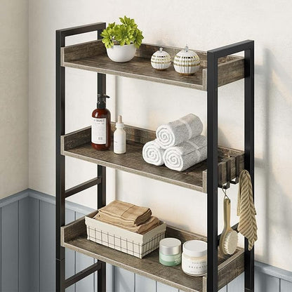 Rolanstar Over The Toilet Storage Rack, 3-Tier Bathroom Space Saver with Adjustable Shelves, Bathroom Organizer for Bathroom, Washroom, Gray