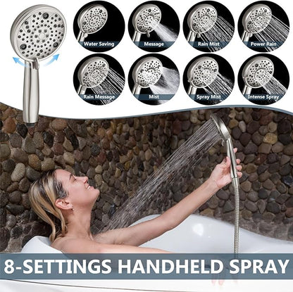 Aolemi 3 Handles Tub Shower Faucet Set with Valve Bathtub Combo Set Shower System Complete Trim Kit Wall Mounted Brushed Nickel