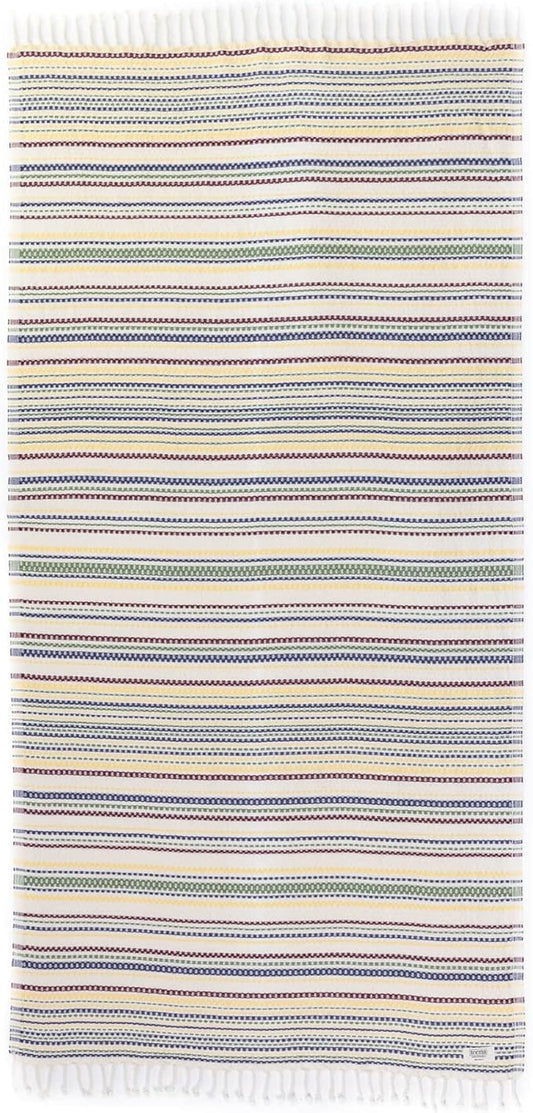 Teema Large Turkish Beach Towel - 100% Turkish Cotton - Sand Free - Fast Drying - Versatile and Multi-Use - The Shoreline (Colorful)