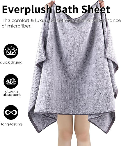 Everplush Diamond Collection Oversized Bath Towel – 1 Pieces, Super Soft & Highly Absorbent, Quick-Drying, Extra Large & Thick. Perfect for Bathroom, Pool, Swimming Use (Grey, 30" x 56" 1PK)