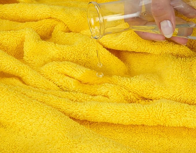 American Soft Linen Luxury Washcloths for Bathroom, 600 GSM 100% Cotton 4 Piece Turkish Wash Cloth Set, 13x13 in Soft Rags for Body and Face, Yellow Washcloths