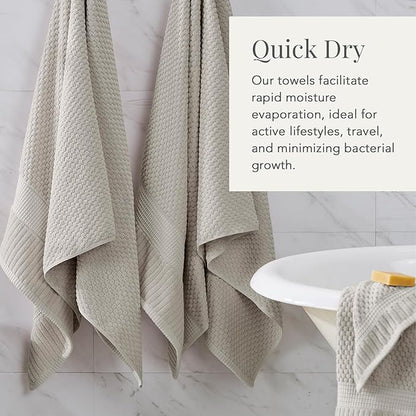 NY Loft 100% Cotton Hand Towel 6 Pack | Super Soft & Absorbent Quick-Dry Hand Towels 16" x 28" |Textured and Durable Cotton | Trinity Collection (6 Pack Hand Towel, Quiet Grey)