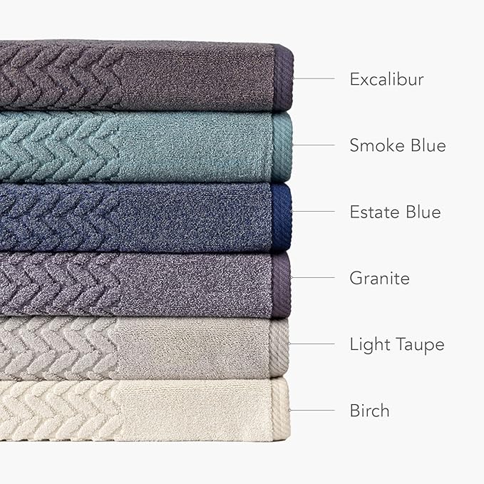 Texere 100% Organic Cotton Jacquard 650 GSM Premium Bath Towel Sets - Extra Absorbent Quick Dry and Plush, 2 Large Bath Towels, 2 Hand Towels, 2 Washcloths (Cable, Light Taupe, 6 Piece)