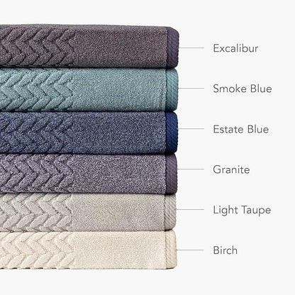 Texere 100% Organic Cotton Jacquard 650 GSM Premium Bath Towel Sets - Extra Absorbent Quick Dry and Plush (Cable, Estate Blue, 4 Bath Towels)