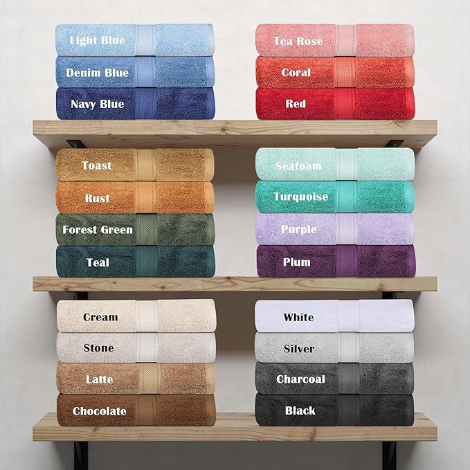 Superior Egyptian Cotton Pile 6 Piece Towel Set, Includes 2 Bath, 2 Hand, 2 Face Towels/Washcloths, Ultra Soft Luxury Towels, Thick Plush Essentials, Guest Bath, Spa, Hotel Bathroom, Latte