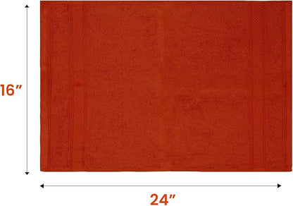 Casa Lino 100% Cotton Hand Towels for Bathroom - Soft, Highly Absorbent & Quick Dry Kitchen Towels - Gym Towel Set - Travel Towel Set - 24" x 16" - Pack of 4 - (Coral Orange)