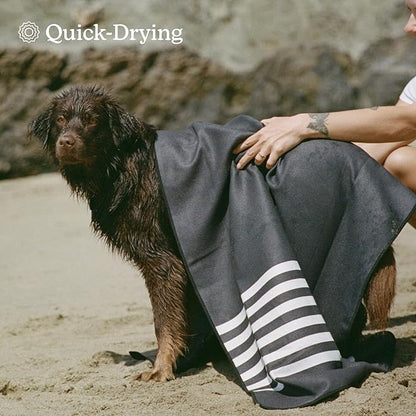 Nomadix Original Towel - Perfect for Beach, Pool, Travel, Camping, Yoga - Made with Recycled Materials - Super Absorbent - Sand Resistant - Poolside Black - 72.5x30