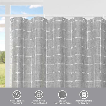 MitoVilla Tan Boho Small Stall Shower Curtain 36 x 72, Narrow Polyester Linen Fabric Shower Curtains for Farmhouse Bathroom Decor, Brown Half Size Cloth Shower Curtain Set with Hooks, Taupe