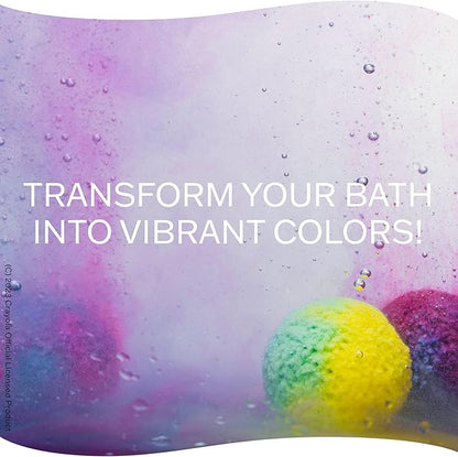 Crayola Colorful Scented Bath Bombs for Kids, Color You Bath Non-Toxic Bathbomb Fizzies for Boys Girls Holiday Stocking Stuffer, Grape Jam, Laser Lemon, Cotton Candy, & Bubble Gum Scents