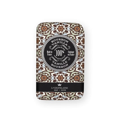 La Chatelaine Luxury Bar Soap Trio Gift Set Tin | Made in France | Natural and Organic | Shea Butter Formula | 3 x 8.8 oz / 250g - Gray Mosaic Soap Trio (Moroccan Mint, Vetiver Cedar, Bourbon Vanilla)