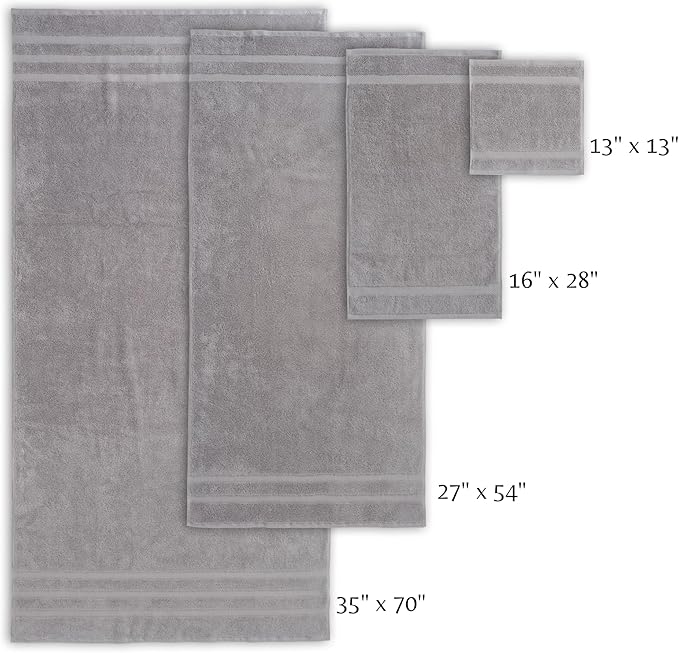 SOFE H&L | Olea Luxury Turkish Cotton Hand Towels Set of 4 Cool Gray | Premium, Soft, Durable, Absorbent | Hotel Quality Plush Towels and Thick Towel Sets