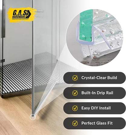 3/8" (10mm) Frameless Glass Shower Door Bottom Sweep – 40" Ultra-Clear Drip Rail Seal Strip for Water Control