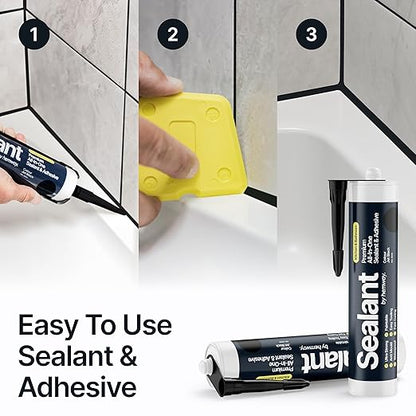 Jet Black Kitchen Bathroom Hybrid Polymer Sealant Adhesive 13.1oz All in One Waterproof Weatherproof Joint Paintable Indoor Outdoor Bath Shower Sink Window Board Door RV Roof Wood Leak - 1 Pack
