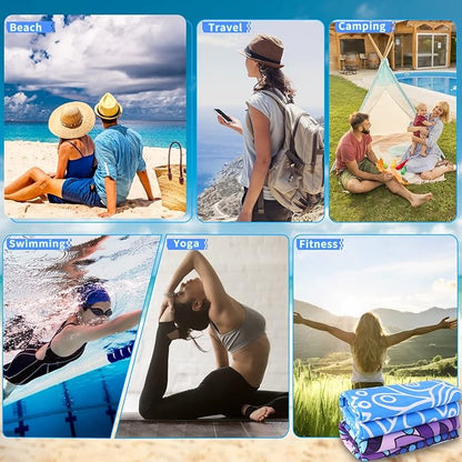 4 Pack Microfiber Oversized Lightweight Beach Towel 71"x32" XL Extra Large Thin Sand Free Towels Travel Swim Pool Yoga Gym Camping for Adults Women Men Beach Essentials Accessories Vacation Gift