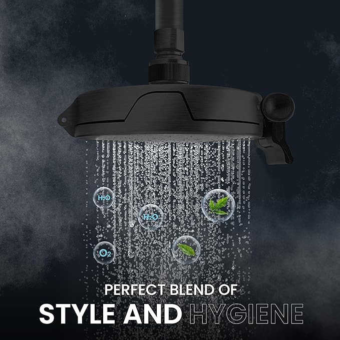 Shower Clear-The World’s Only Cleanable Shower Head with Patented Open-Clean Design to Reduce Moisture and Buildup, High Pressure Flow, Universal Fit -Matte Black (1.1 lbs, 5.5 inches)
