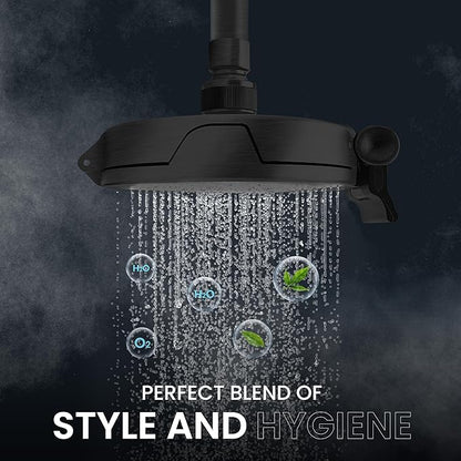 Shower Clear-The World’s Only Cleanable Shower Head with Patented Open-Clean Design to Reduce Moisture and Buildup, High Pressure Flow, Universal Fit -Matte Black (1.1 lbs, 5.5 inches)