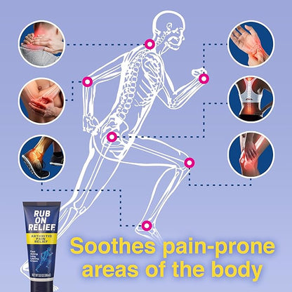 RUB ON RELIEF Topical Pain Relief Cream - Non-Greasy Joints Pain Cream for Knees, Shoulders & Back, Targeted Arthritis & Muscle Aches with Arnica, MSM, Turmeric, Aloe Vera, & Castor Oil- 3 oz (3 Pack)
