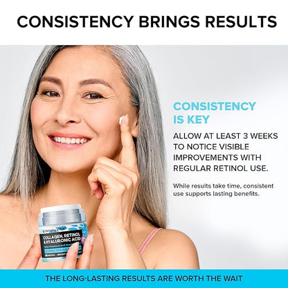 SimplyVital Anti-Aging Collagen Retinol Cream for Face, Neck & Décolleté with Hyaluronic Acid - Made in USA, Daily Collagen, Retinol & Hyaluronic Acid Cream, 2-Pack