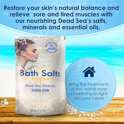 Natural Dead Sea Salt 100% Mineral-rich Bath Soak, More Minerals Than Epsom Salt, Deep Relaxation, Detox, Exfoliates & Softens Skin, Helps Psoriasis, Eczema, Joint & Muscle Pain (42.3 oz, Green Apple)