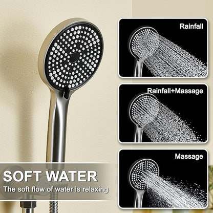 Shower Faucet Set Rain Shower System Valve Kit with Head -3 Setting Handheld High-Pressure Shower Fixtures Valve Included (Brushed Nickel)