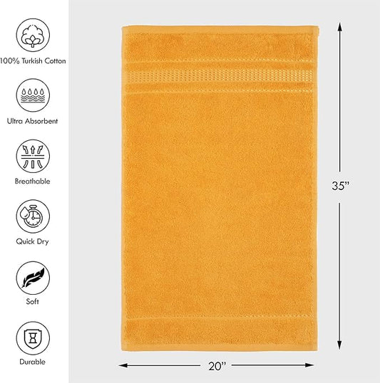 Melissa Linen, 2 Piece Hand Towel Set, 100% Turkish Cotton Face Hand Towels for Bathroom, 20 in x 35 in, Absorbent, Quick Dry, Durable and Soft, Spa and Hotel Quality, Yellow