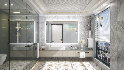 TETOTE 48 x 36 Inch LED Backlit Bathroom Mirror with Lights, LED Vanity Mirror, Frameless, Anti-Fog, Dimmable, CRI90+, Touch Button,Water Proof, Horizontal/Vertical Wall Mounted