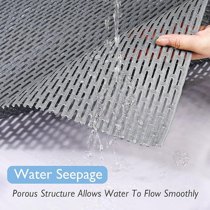 Extra Large Non-Slip Shower Mat, Fast-Dry PVC Bath Stall Tub Mat, Drain-Hole Design for Shower Stall Tub for Elderly/Kids, Non Slip Bath Mat Bathroom Safety Accessory, Gray 47"x32"