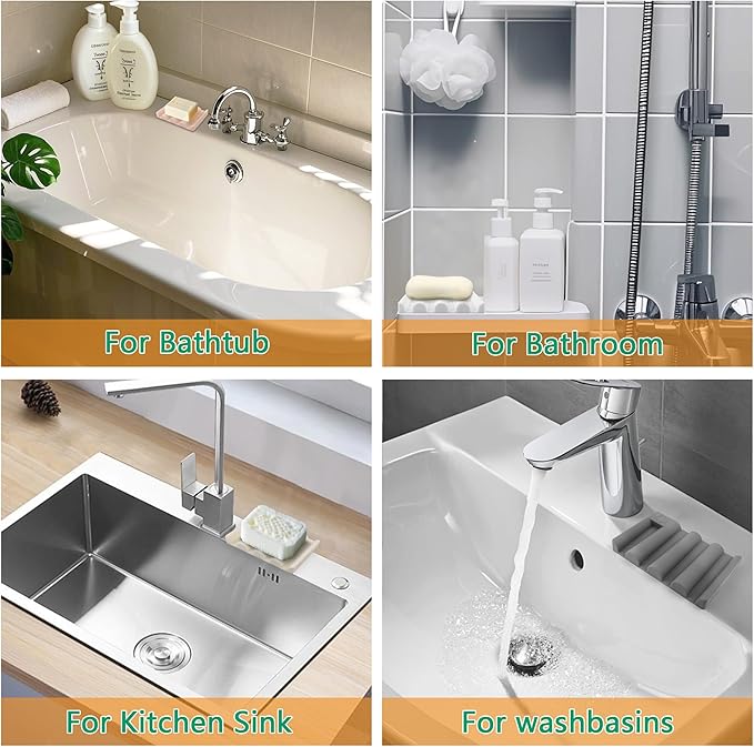 Soap Dish for Shower, Bathroom & Kitchen – Non-Slip, Self-Draining Design to Keep Soap Dry, Extend Soap Life – Easy to Clean, Compact & Durable (Black, 2 pcs)
